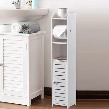 Bathroom Narrow Slit Storage Cabinet Toilet Storage Rack Side Cabinet with Door Multi-Layer Bathroom Floor Storage Toilet Sandwich Cabinet