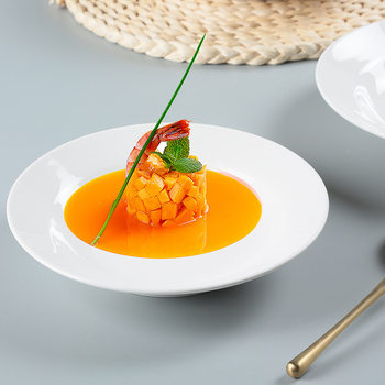 Modern Minimalist Universal Hotel-Style Ins Western Cuisine Sashimi Pure White Ceramic Plate for Home Use, Suitable for Salads, Desserts, and Breakfast