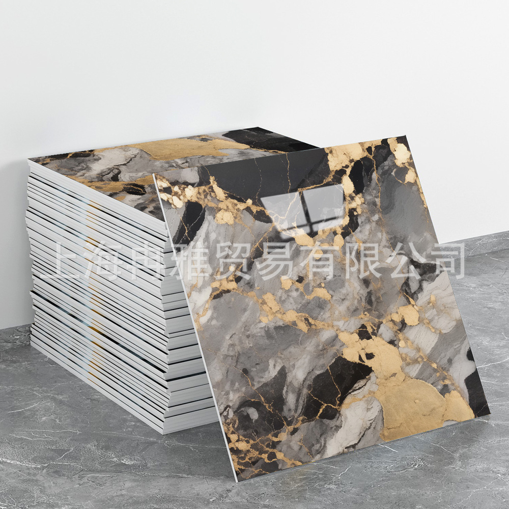 跨境外贸仿大理石鎏金3d墙面翻新装饰贴纸防油防水墙纸自粘瓷砖贴