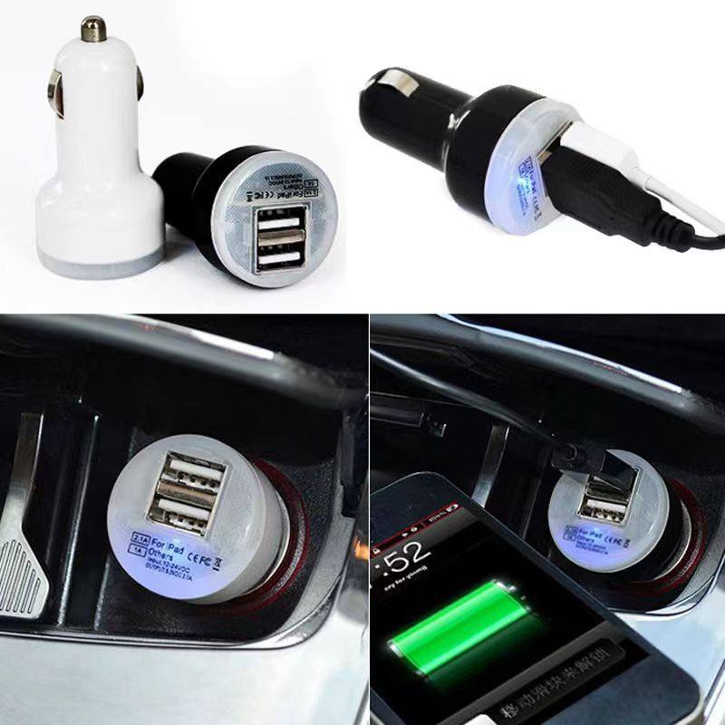2-Port Dual USB Car Charger Wholesale 5V1A2A Pacifier Car Charger Universal for Small and Large Cars Electric Vehicles