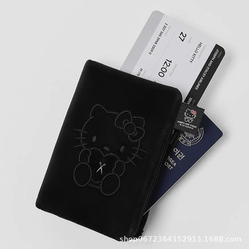 Hellokitty Passport Holder Cute Kt Cat Long-Distance Travel Document Cosmetics Bag Ticket Bank Card Protective Cover