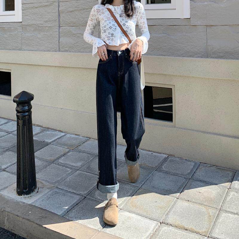 High Waisted Straight Leg Jeans for Women Light Wash Loose Fit Trendy Design Spring and Autumn Wear Wholesale