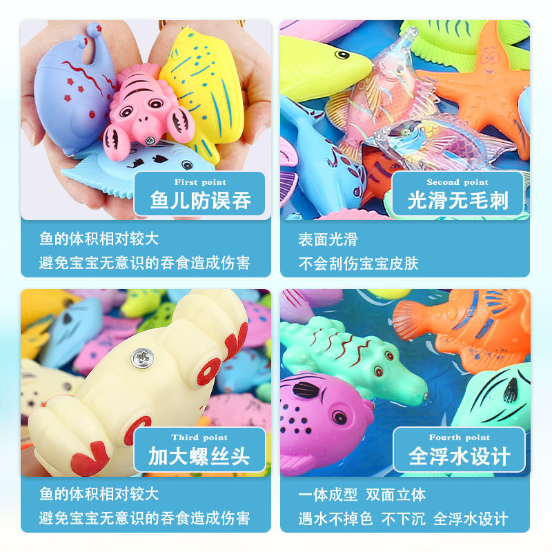 Children's Magnetic Fishing Toy Magnet Fishing Rod Family Square Park Stall Flash Fish Children's Play Pool Fishing