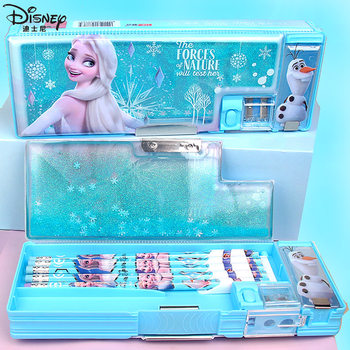 Quicksand Stationery Box Ice and Snow Elsa Princess Multifunctional Stationery Box Pencil Box Primary School Girl Pencil Bag Large Capacity