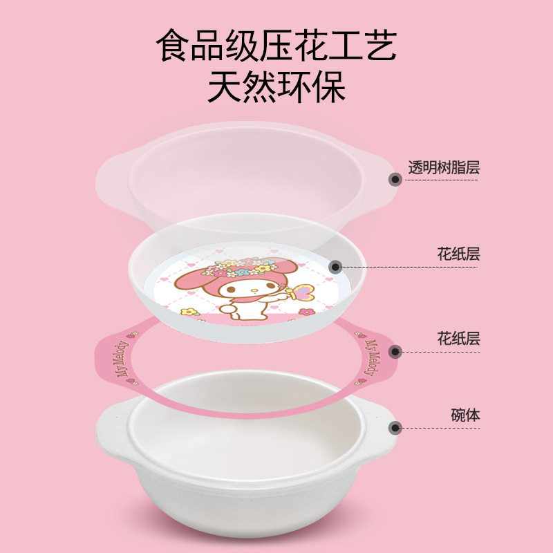 Wuhe meilti children's tableware for Girls cute cartoon baby food supplement bowl melamine anti-scald Cup plate