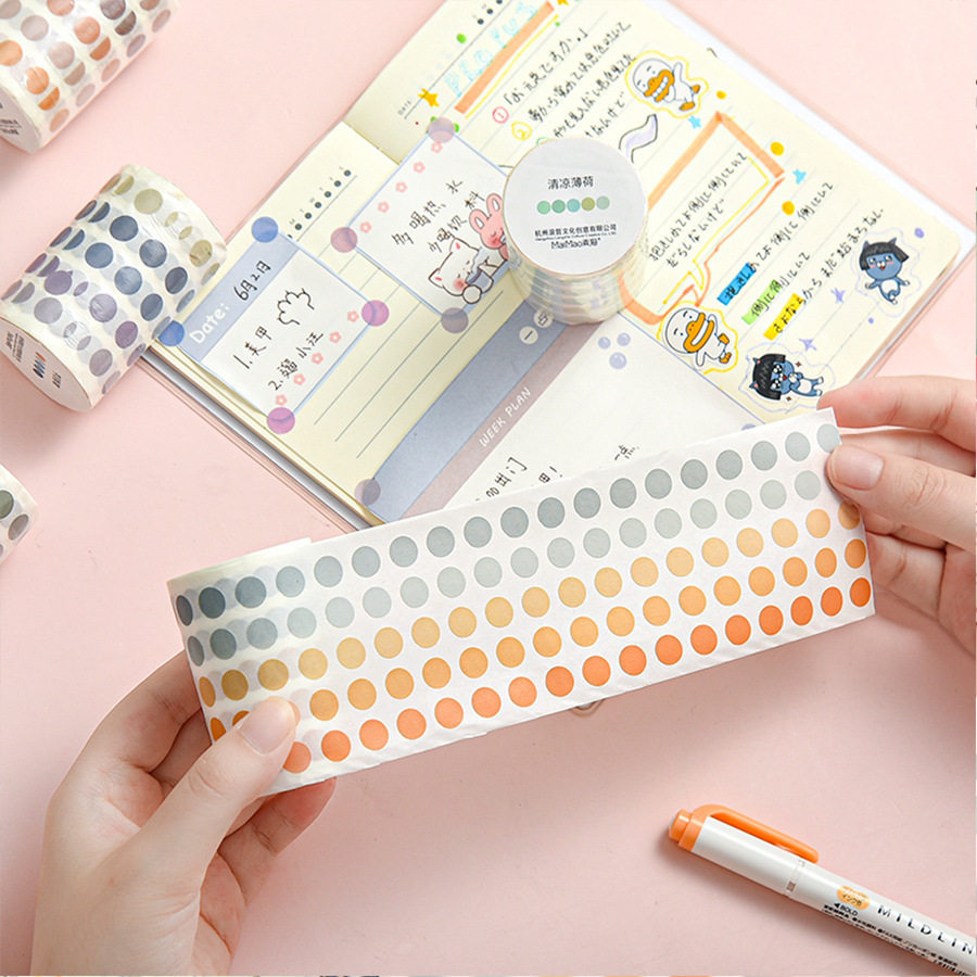 Morandi color basic solid color wave dot dot dot sticker tape ins Wind hand account and paper round dot sticker