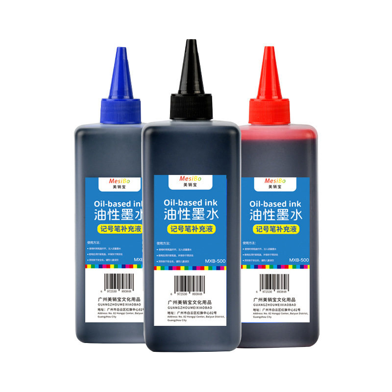 Red, Blue and Black Oily Marker Pen Refill Liquid Large-Head Pen Special Ink Non-Erasable Large-Capacity Manufacturer Wholesale Ink
