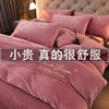 Winter Coral Velvet Four-Piece Set Double-Sided Velvet Quilt Core Cover Thickeneded Warm Bed Sheetss Milk Velvet Bedding Quilt Cover