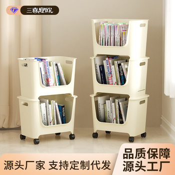 Multi-layer toy storage basket under the table storage bag trolley pulley movable storage book storage basket wholesale