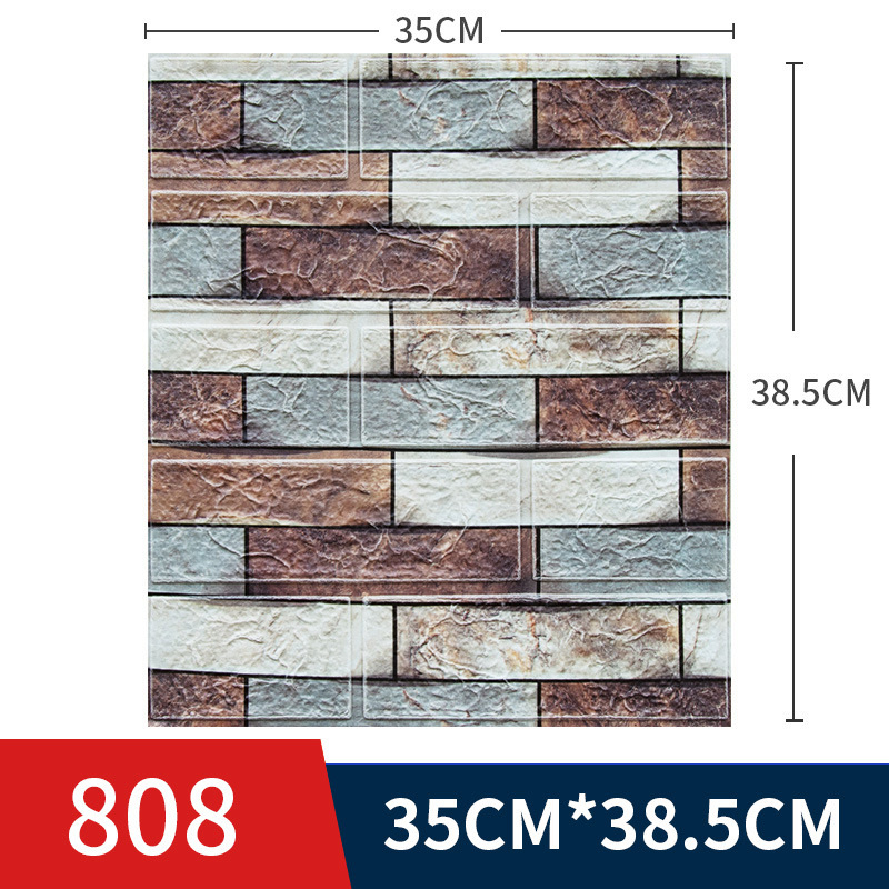 跨境小尺寸墙贴 3d立体墙贴 35x38防水壁纸砖纹泡沫墙纸自粘批发