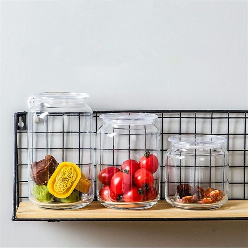 Lemeya Glass Storage Jar Transparent Household Kitchen Spice Storage Jar Nuts Grain Storage Box