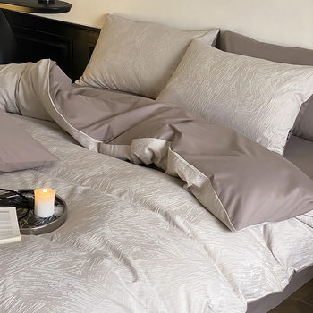 100S Long-Staple Cotton Brushed Four-Piece Jacquard Pure Cotton Simple Scandinavian Style Quilt Cover Bed Sheetss Bedding