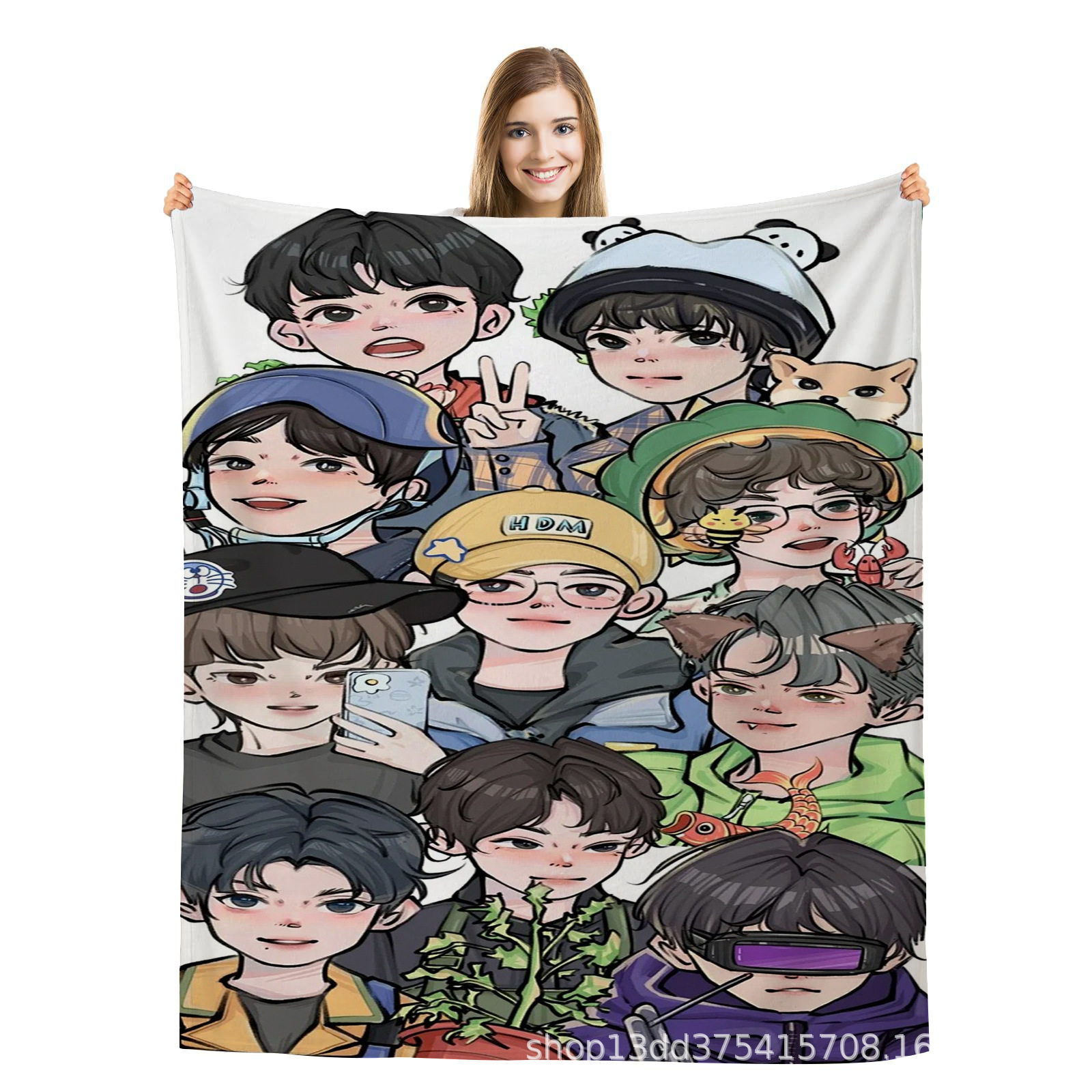 Digital Printed Winter Warm Flannel Blanket Office Thickened Velvet Nap Blanket Ten Days of Work Peripherals