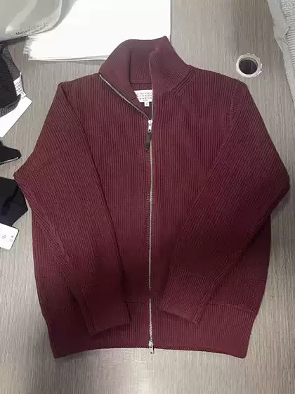 Majia High-End Version Half-High Collar Zip-Up Cardigan Sweater Coat in Majia Style, Unisex High-Weight Knitwear