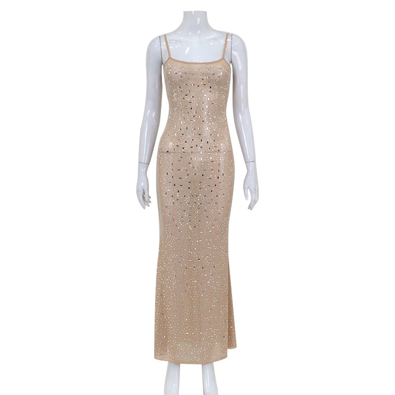 Sexy High Waisted Rhinestone Mermaid Maxi Dress Elegant Sleeveless Design Perfect for Evening Events Wholesale Available
