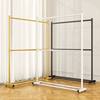 Nordic Minimalist Double-Layer Clothing Store Floor-Standing Clothes Rack with Thickened Double Rods, Foldable Clothes Hanging Rod, Floor-Standing Adjustable Clothes Drying Rack