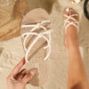 Welcome to inquire for ladies flat sandals imitation hemp rope fake hemp PVC leather strip cross-belt slippers Chaozhou cross-border