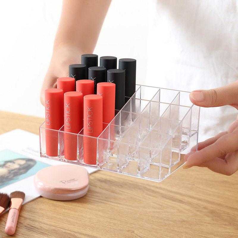 Transparent 24-pack Lipstick Storage Box Multi-pack Lipstick Makeup Display Rack Fidelity Box Girl's Desktop Lipstick Storage Rack