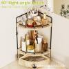 Desktop Wooden Storage Rack Fan-Shaped Corner Rack Double-Layer with Drawer Countertop Jewelry Storage Cosmetics Solid Wood Storage Rack