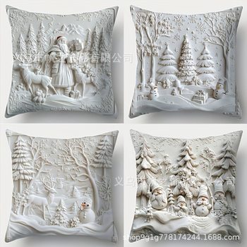 New Christmas 4-Piece Pillow Cover Printed Festive Atmosphere Decoration Living Room Home Pillow Cushion Cover Wholesale