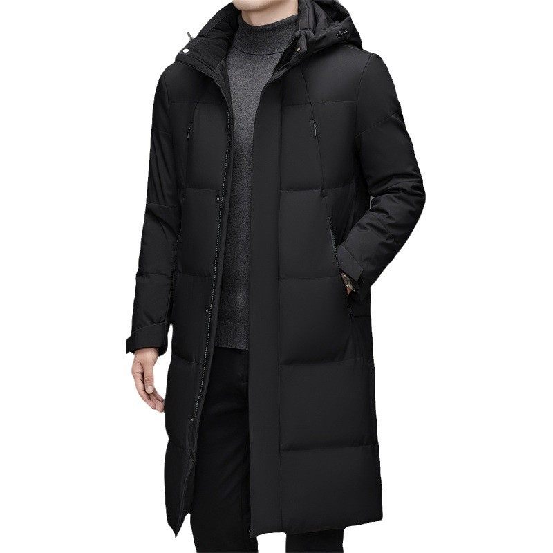 Long down Jacket for Men, Winter 2025 New Fashion, Warm Men's Hooded 90% White Duck down Long Thick Coat