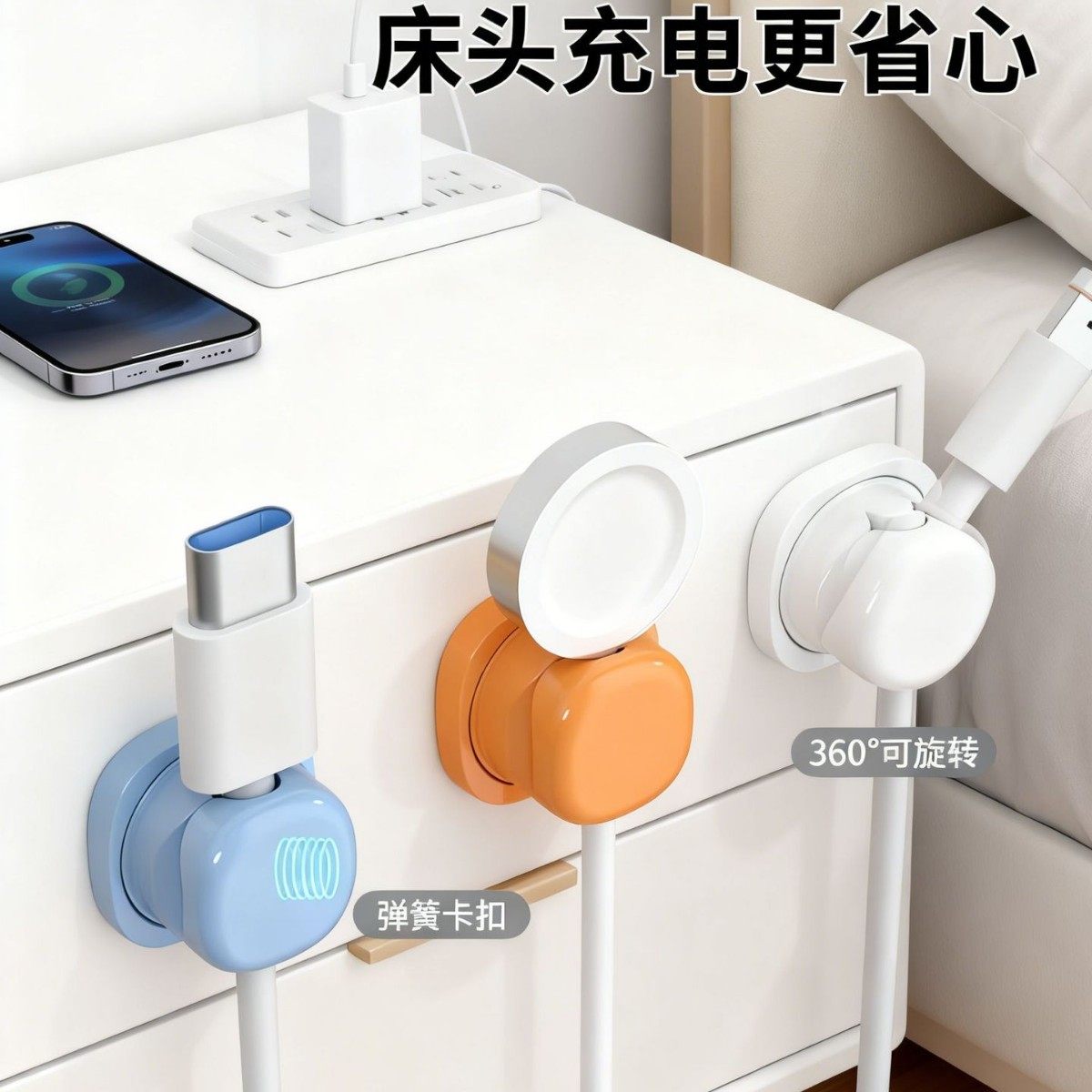 Data Cable Holder Desktop Cable Manager Under-Desk Phone Charging Cable Clip Power Cord Organizer