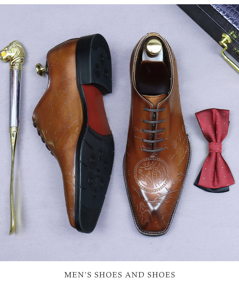 Giày Oxford nam da bò nguyên tấm buộc dây công sở — Màu nâu vàng, Màu xám