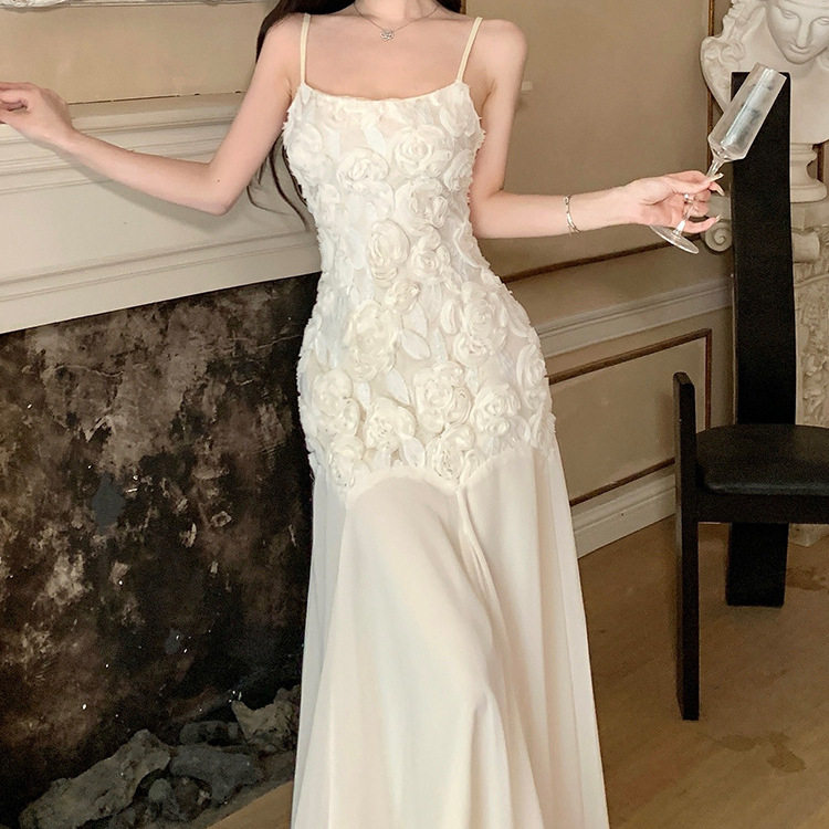 French Floral Lace Camisole Dress Elegant Mermaid Silhouette Summer Collection Perfect for Parties OEM Available