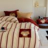 Class a Autumn and Winter Thickeneded Warm Stripesd Puppy Milk Velvet Bed Three or Four Piece Set Patch Embroidered Quilt Cover Cartoon Style