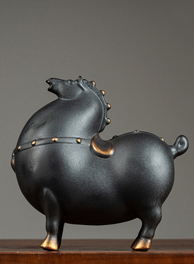 创意客厅摆件红陶招财中式