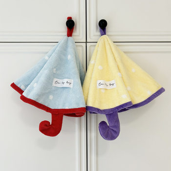 Small Umbrella Hand Towel Coral Velvet Absorbent Bathroom Kitchen Handkerchief Polka Dot Jacquard Creative Cute Towel