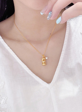 新中式禅意国潮时尚精致气质百搭塔锆石珍珠项链轻奢锁骨链女