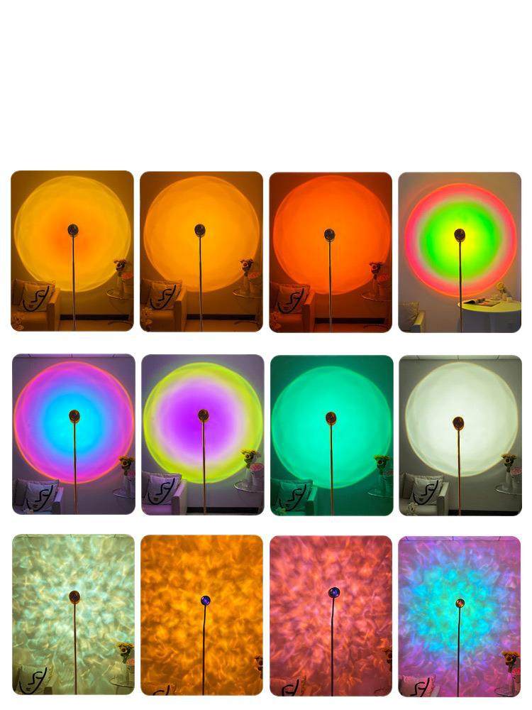 Double-Headed Water Ripple Atmosphere Lamp Living Room Floor-Standing Bedroom Internet Celebrity Sunset Live Broadcast Room Background High-End Sunset Lamp