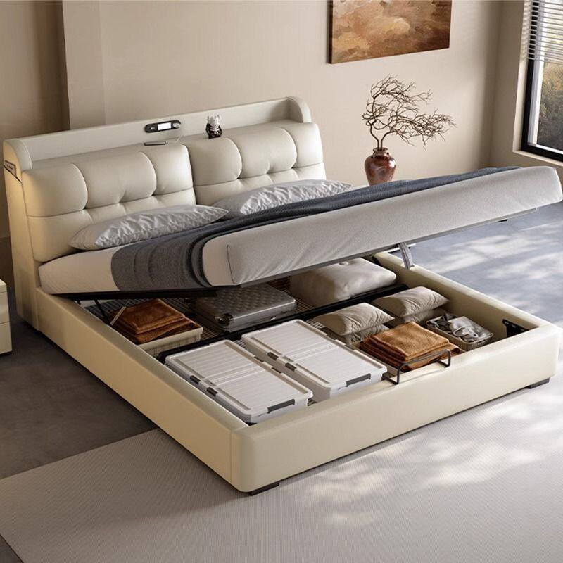 Multifunctional Storage Leather Bed Modern Simple Classy Atmospheric Bedroom 2025 New Bed Soft Package Small Apartment Wedding Bed