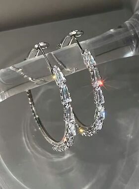 圈圈耳环锆石夸张大耳圈冷淡风女