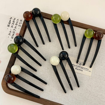 2025 New Retro Simple Bead U-Shaped Hairpin Women's High-End Hairpin Summer Elegant Ball Headband Hair Headdress