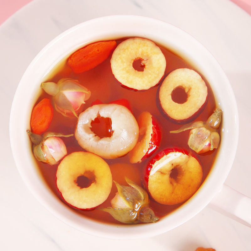 Brown Sugar Ginger Jujube Tea, Rose Longan Goji Berry Combination Herbal Tea for Women, Qi and Blood Ginger Jujube Tea, Brown Sugar Ginger Tea