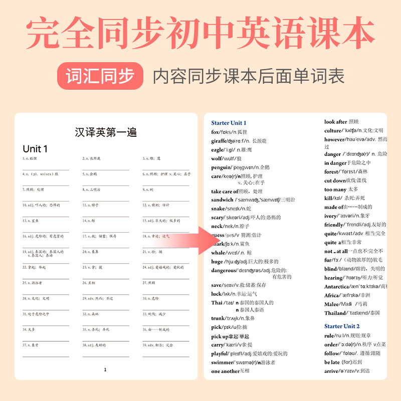 PEP Junior High School English Grade 789 Word Memory Dictation Dictation Book English-Chinese Translation Practice English Book