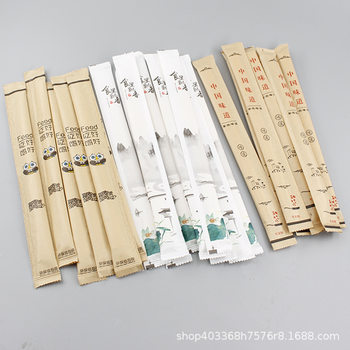Disposable Bamboo Chopsticks Catering Household Commercial Hall Food Take-out Packaging Spoon Chopsticks Tissue Toothpick Four-in-One suit