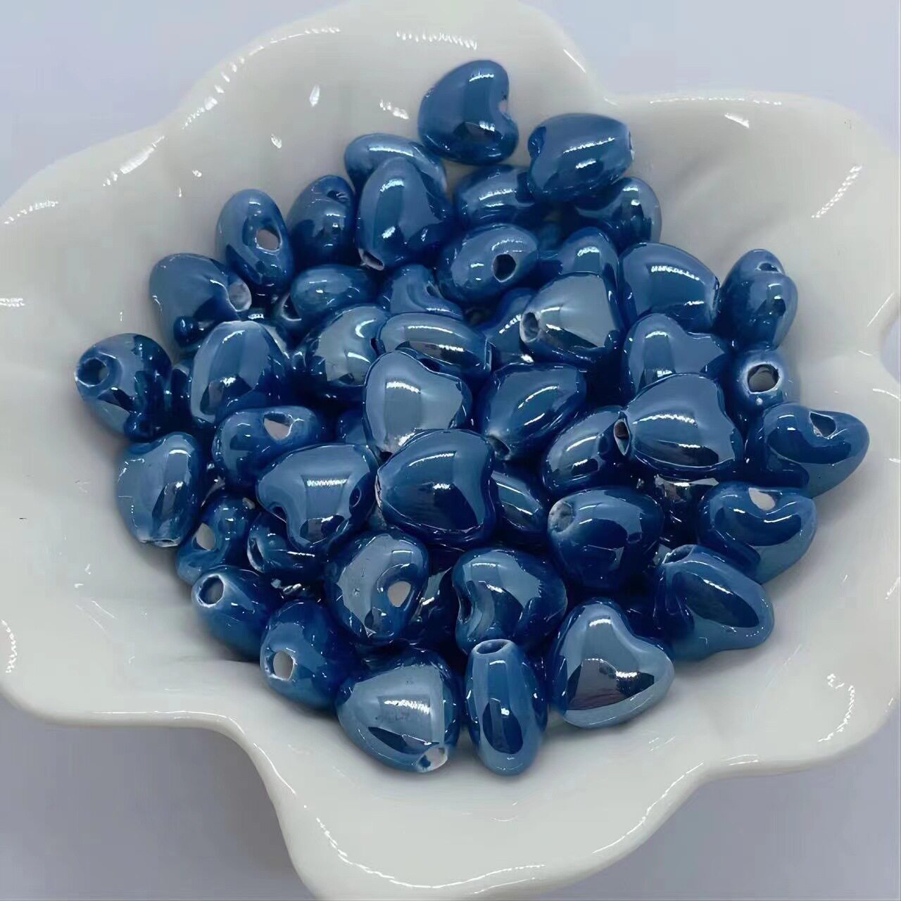 小爱心陶瓷珠散珠串珠高温烧制饰品配件项链手链DIY批发吊坠珠子