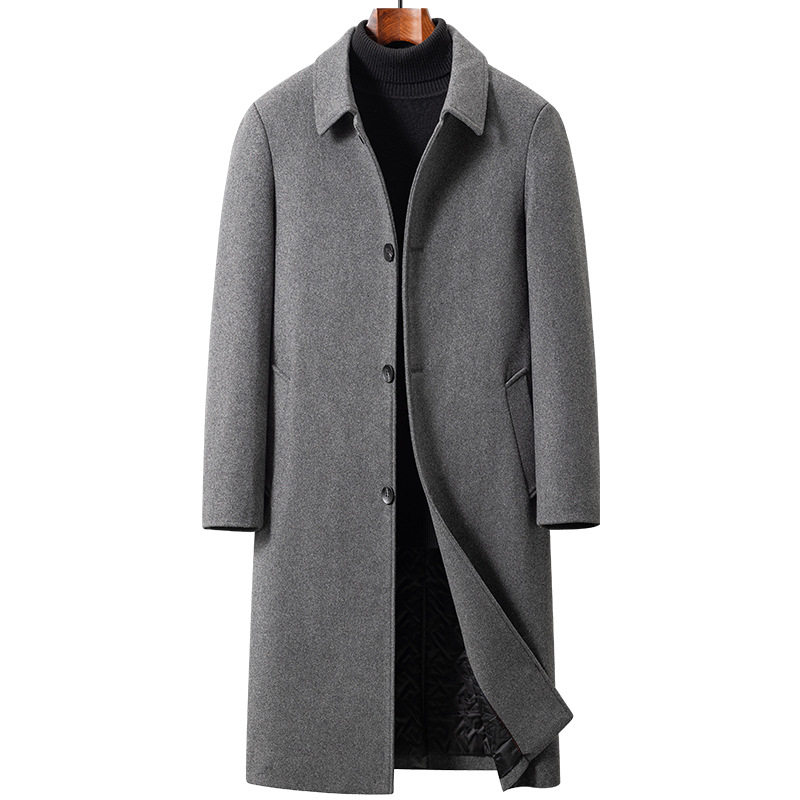 Mens Long Wool Overcoat Autumn Winter Knee Length Stylish Design Warm Fabric Wholesale Available