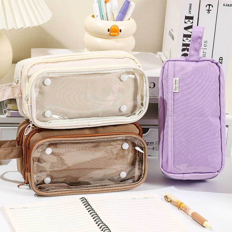Factory direct cute pencil case large capacity niche stationery ins wind pain bag diy material new transparent pencil case