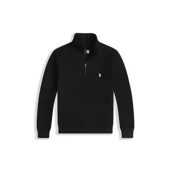 High-Quality European and American New Version Export Ready-Stock Polo Shirt with American-Style Half-Zip Stand Collar, Long-Sleeve Casual Cotton Polo for Men
