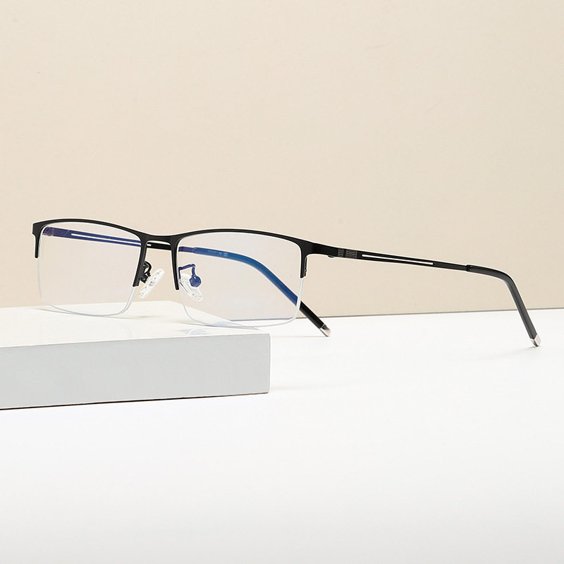 Ultra-light box myopia glasses frame men's anti-blue light half frame business plain glasses Danyang glasses frame wholesale 990070