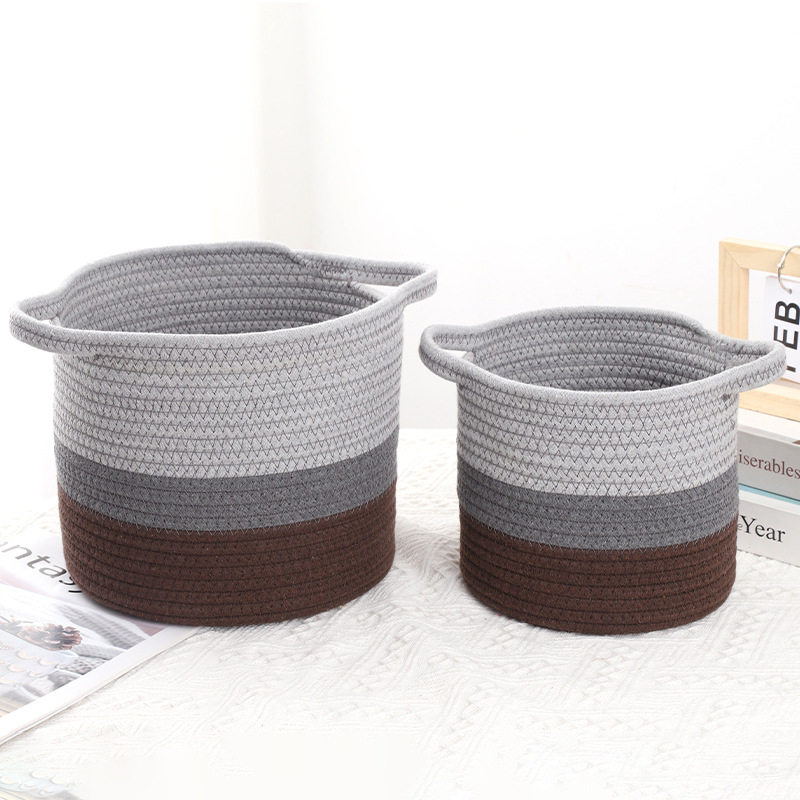 New Storage Basket Cotton Thread Basket Woven Basket Rattan Round Internet Celebrity Storage Basket Large Wholesale Storage Basket Storage Basket