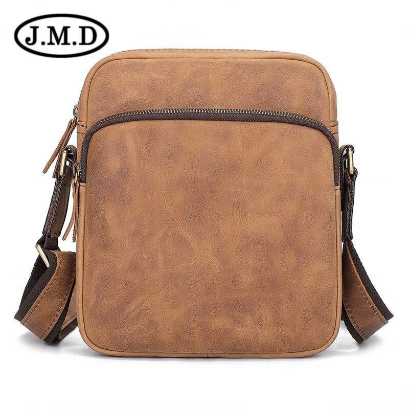 Túi đeo chéo nam da bò thật cao cấp dáng messenger đựng laptop 9 inch — Màu vàng nâu