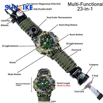 Cross-Border Double display electronic watch whistle Fire Compass thermometer watch men's outdoor watch in stock wholesale