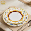 2025 New European Style Dishware Set for Home Use, Light Luxury High-End Bone China Embossed Gold Tableware Set for Housewarming