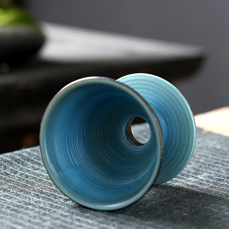 Ceramic filter bowl Filter stoneware kiln tapered spiral pattern funnel filter drip hand coffee set