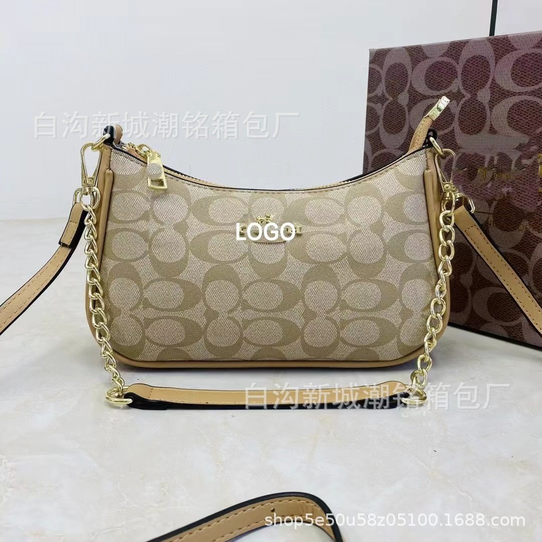 2024 new retro chain underarm bag European and American cross-border temperament shoulder messenger bag printed hand-held small bag